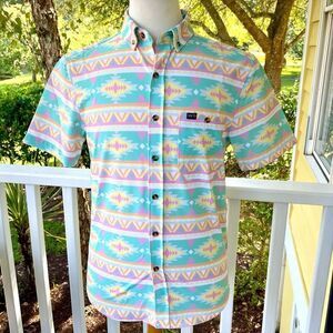 Party Collection by Southern Shirt Miami Beach Pastels Short Sleeve Shirt. Size